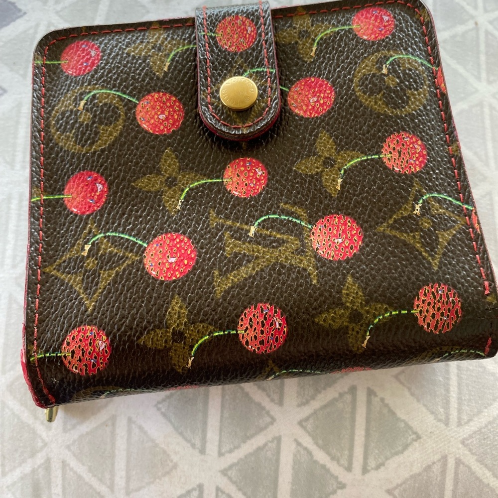 Authentic Louis Vuitton Murakami TAKASHI Red Cherry Print Wallet